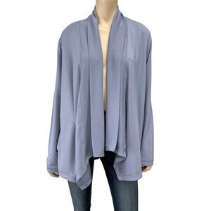 Max & Mia Cardigan Women XL Blue Long Sleeve Drape Open Pockets Stretch NWT